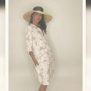 Tommy Bahama Hawaiian Palm Print Linen Shirt Dress Size small